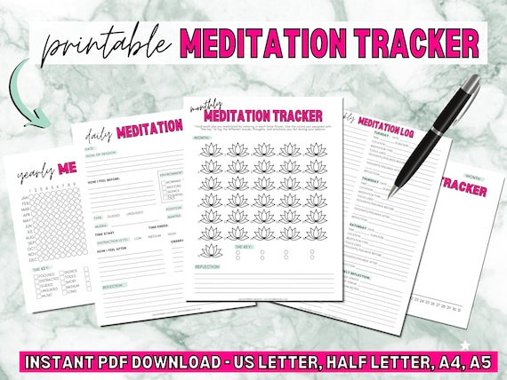 Meditation Tracker Printable Daily Meditation Journal | Etsy