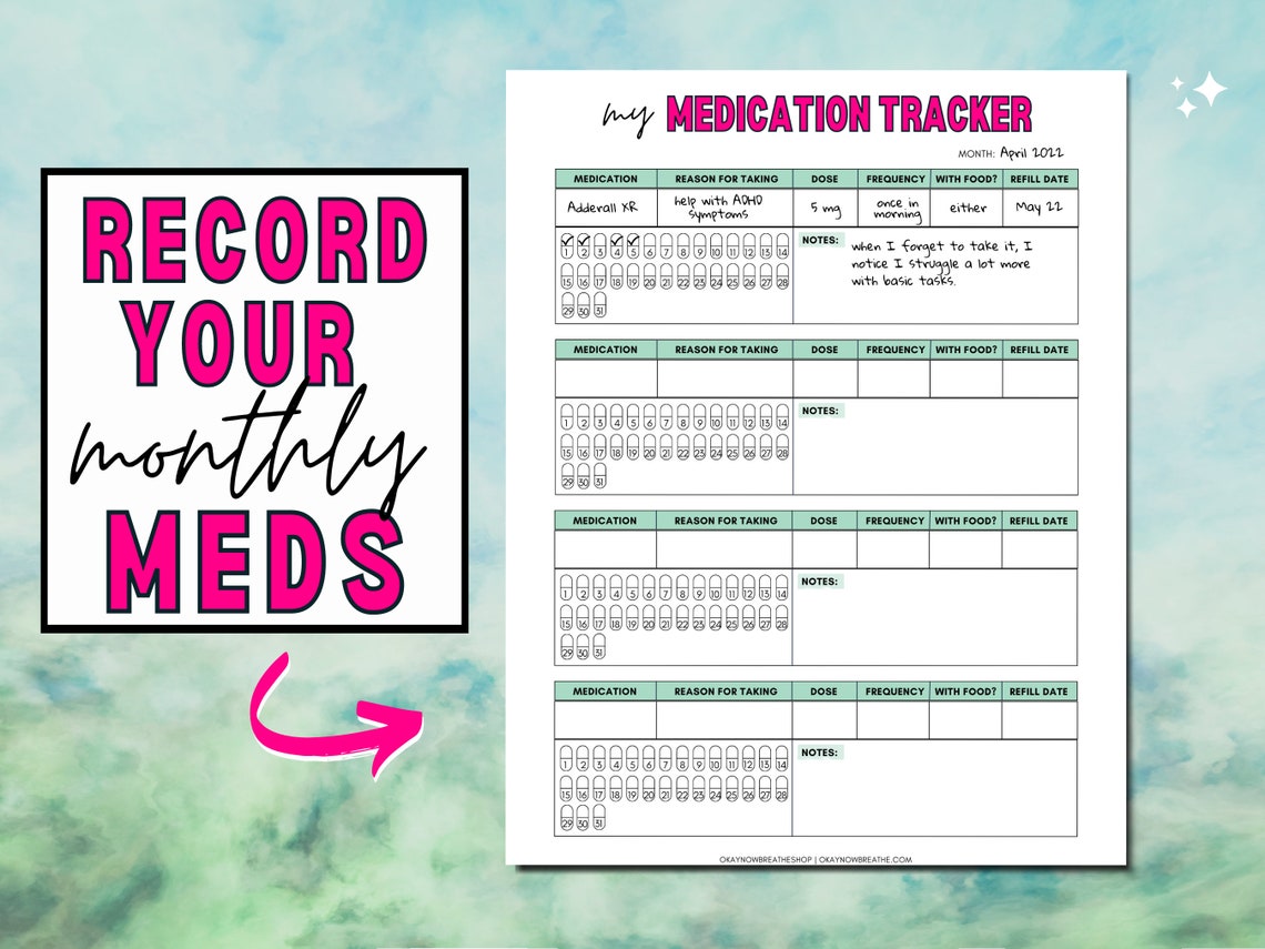 Medication List + Tracker | Printable Medication Log | Daily Medication Journal | Symptom Chart ...