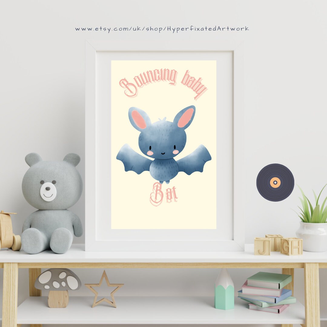 Printable Bouncing Baby Bat Gothic Pastel Nursery Decor Wall Etsy