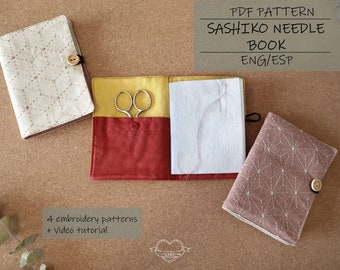 PDF Needle Book Pattern + video + sashiko embroidery templates.