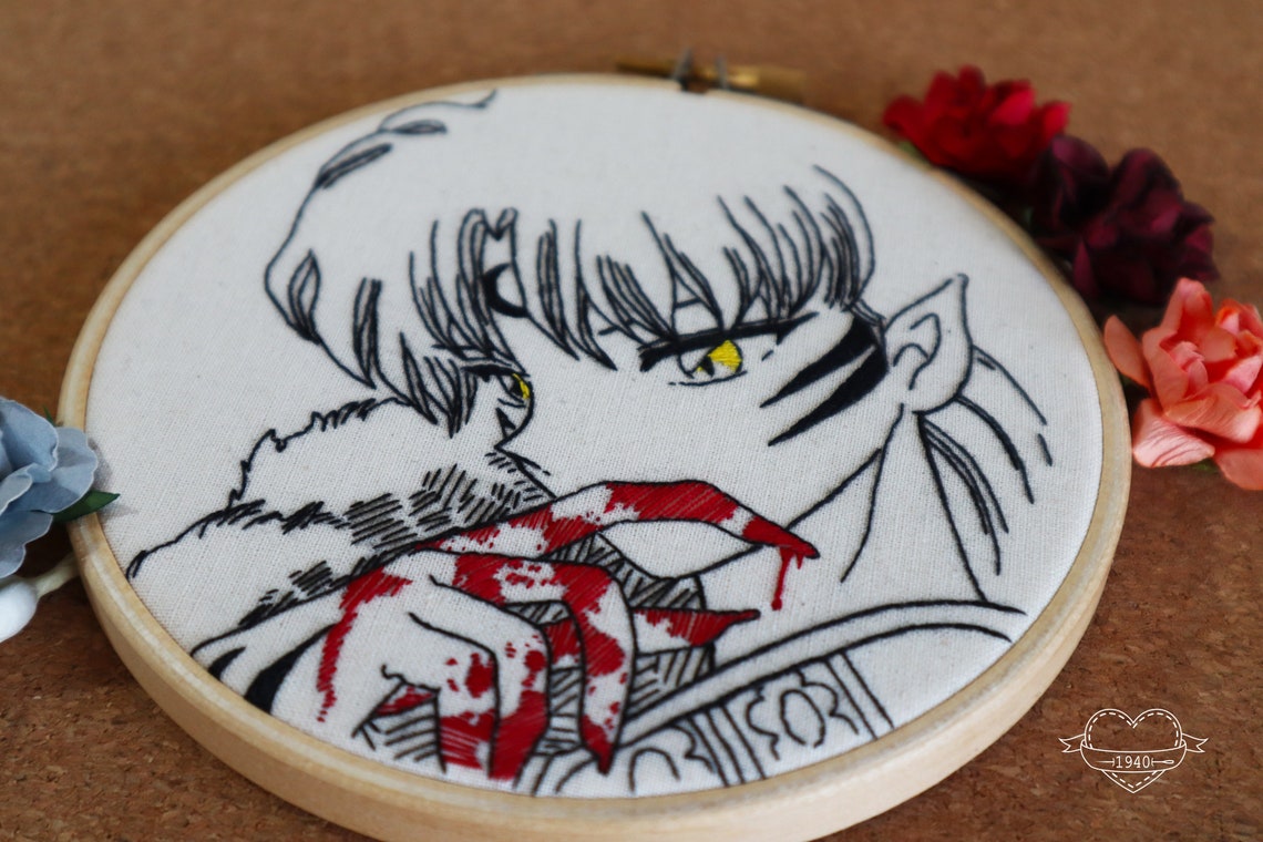 Sesshomaru Inuyasha Hand Embroidered 13cm Etsy