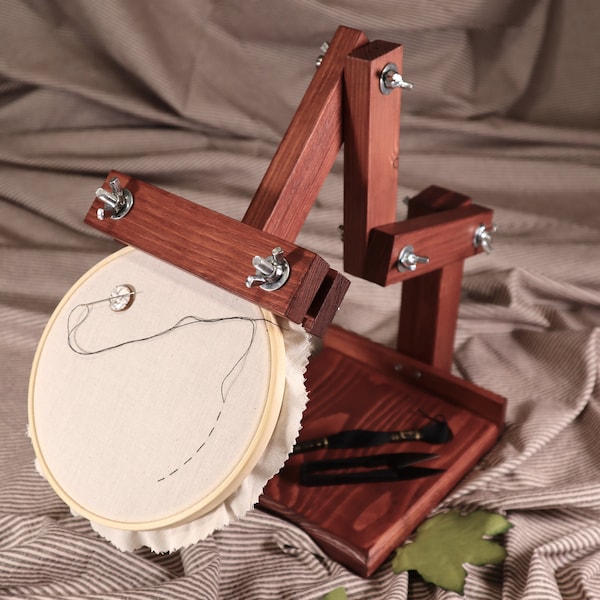 Embroidery stand. Adjustable embroidery hoop holder with swivel feature