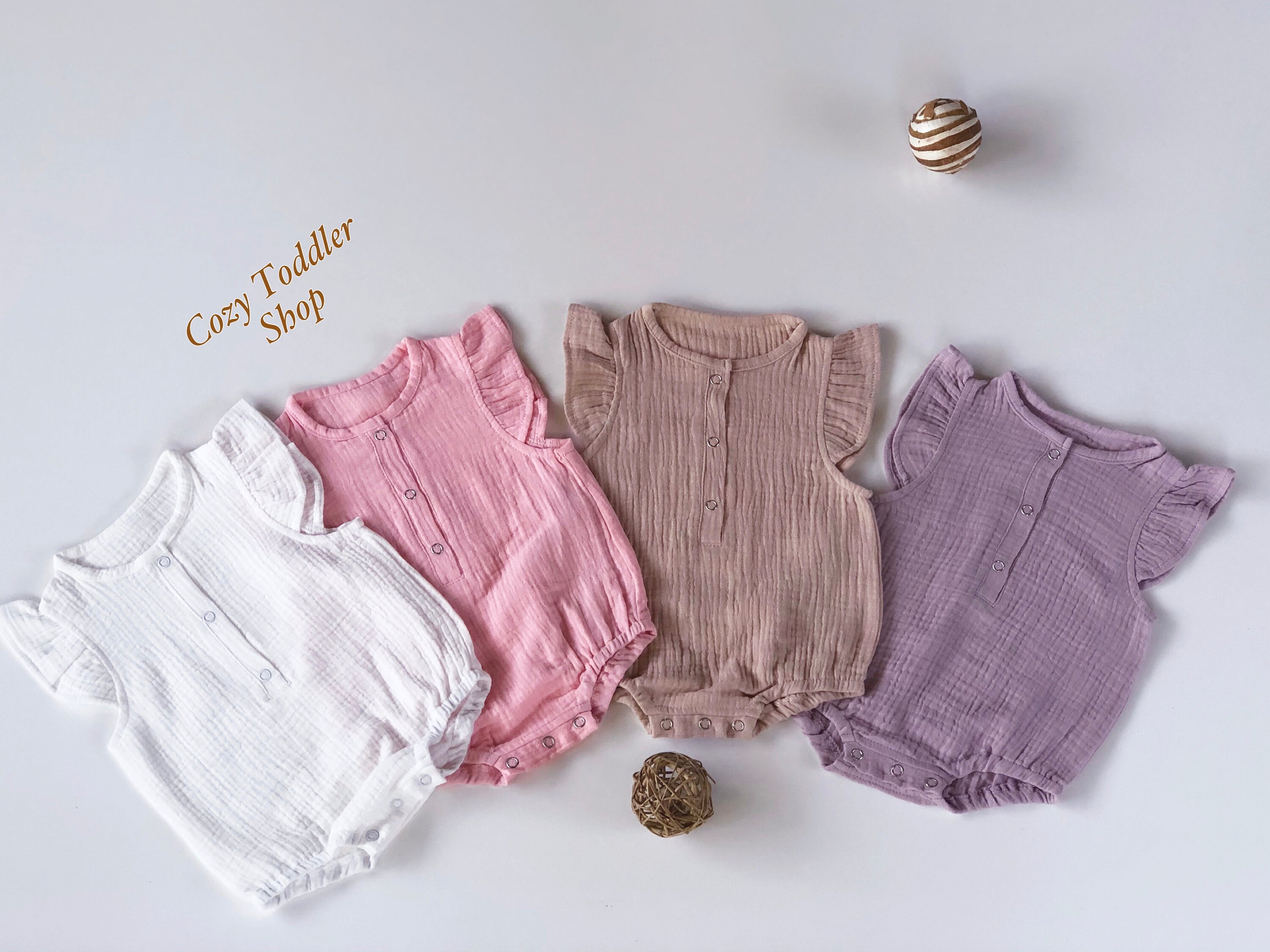 Baby Girl Muslin Romper Cotton Clothes Open Legs Short Sleeves Etsy UK