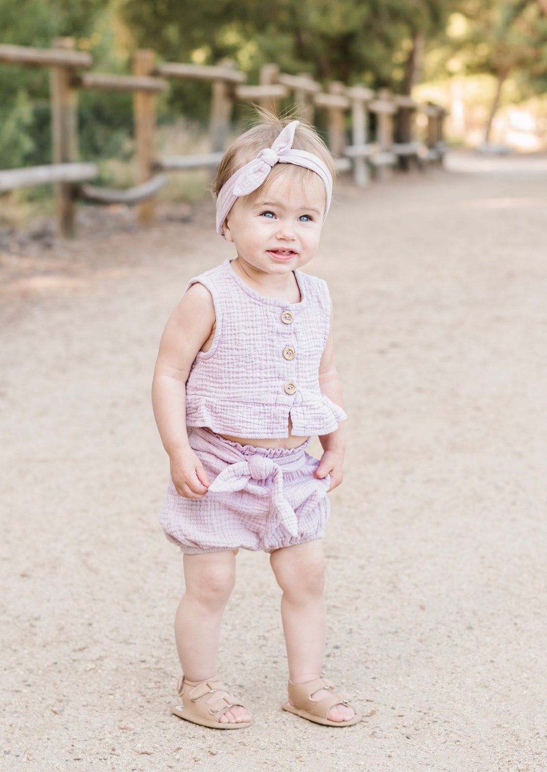 Muslin Baby Girl Top and Bloomers Ans Headband Toddler Clothes Etsy