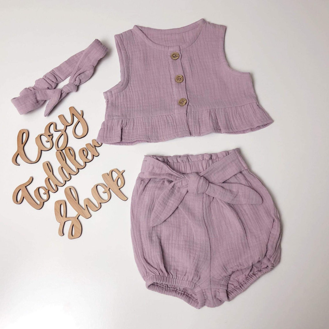 Muslin Baby Girl Top and Bloomers Ans Headband Toddler Clothes Etsy