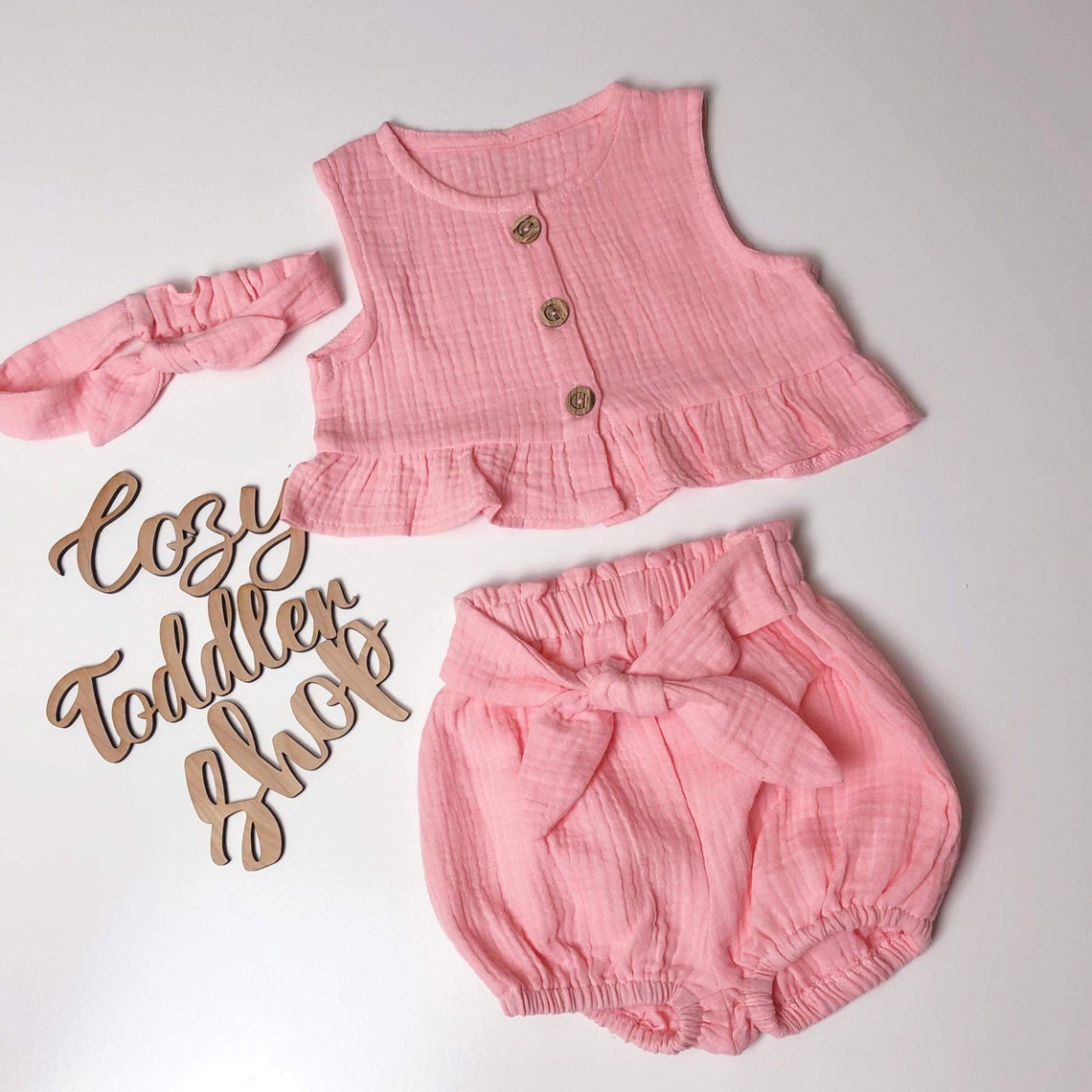 Muslin Baby Girl Top and Bloomers Ans Headband Toddler Clothes Etsy