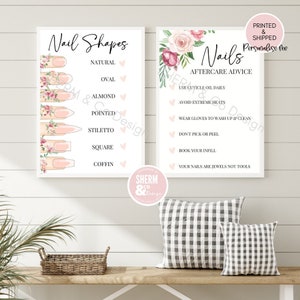 Nail Shape & Aftercare Poster Set: Salon Wall Decor