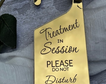 Acrylic mirror door hanger, treatment room sign for hair and beauty salon, nail tech, makeup, therapist, do not disturb, busy, room occupied