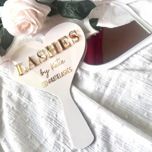 Eyelash technician prop handheld heart mirror, Lash face paddle gift, lash decor, salon decor, handheld mirror, personalised gift, lash prop