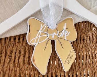 Personalized bridal bow Acrylic Christmas Ornament, miss to Mrs, bride to be, bridal gift, wedding gift, hanger tag, dress tag, wedding morn