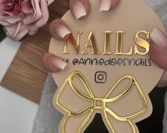 Custom Acrylic Nailfie Prop: Salon Business Sign with Bow
