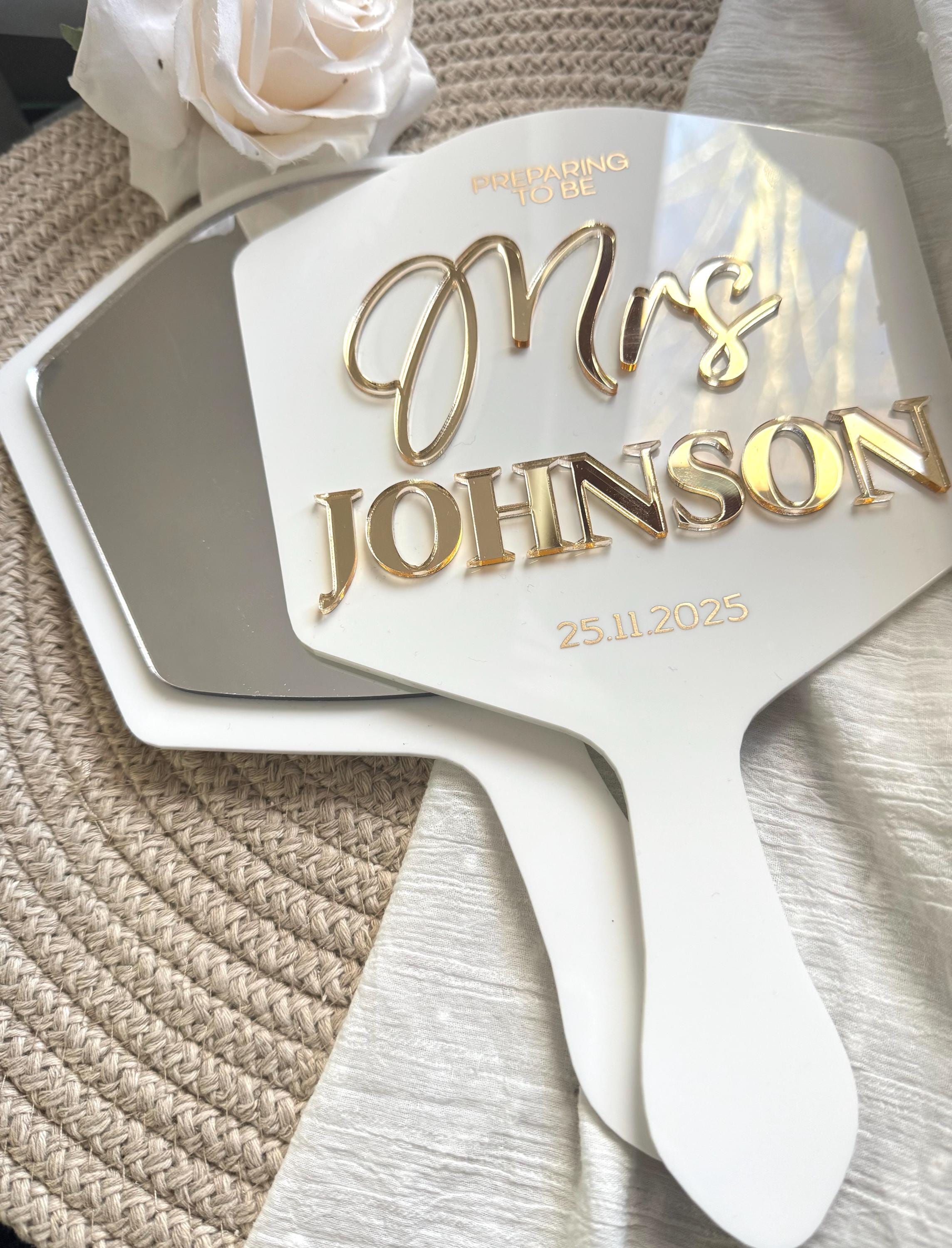 Large handheld Bridal mirror, bride to be, wedding gift, bridal gift mirror, Mrs to be, bridal makeup, bride, Miss to Mrs, preparing