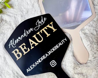 Beauty handheld mirror, personalised mirror, Mua gift, beauty accessories, makeup photo prop, hair and beauty, Beauty salon