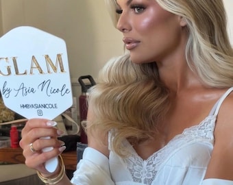 Makeup artist glam handheld mirror, personalised mirror, Mua gift, beauty accessories, makeup photo prop, salon decor, Beauty salon