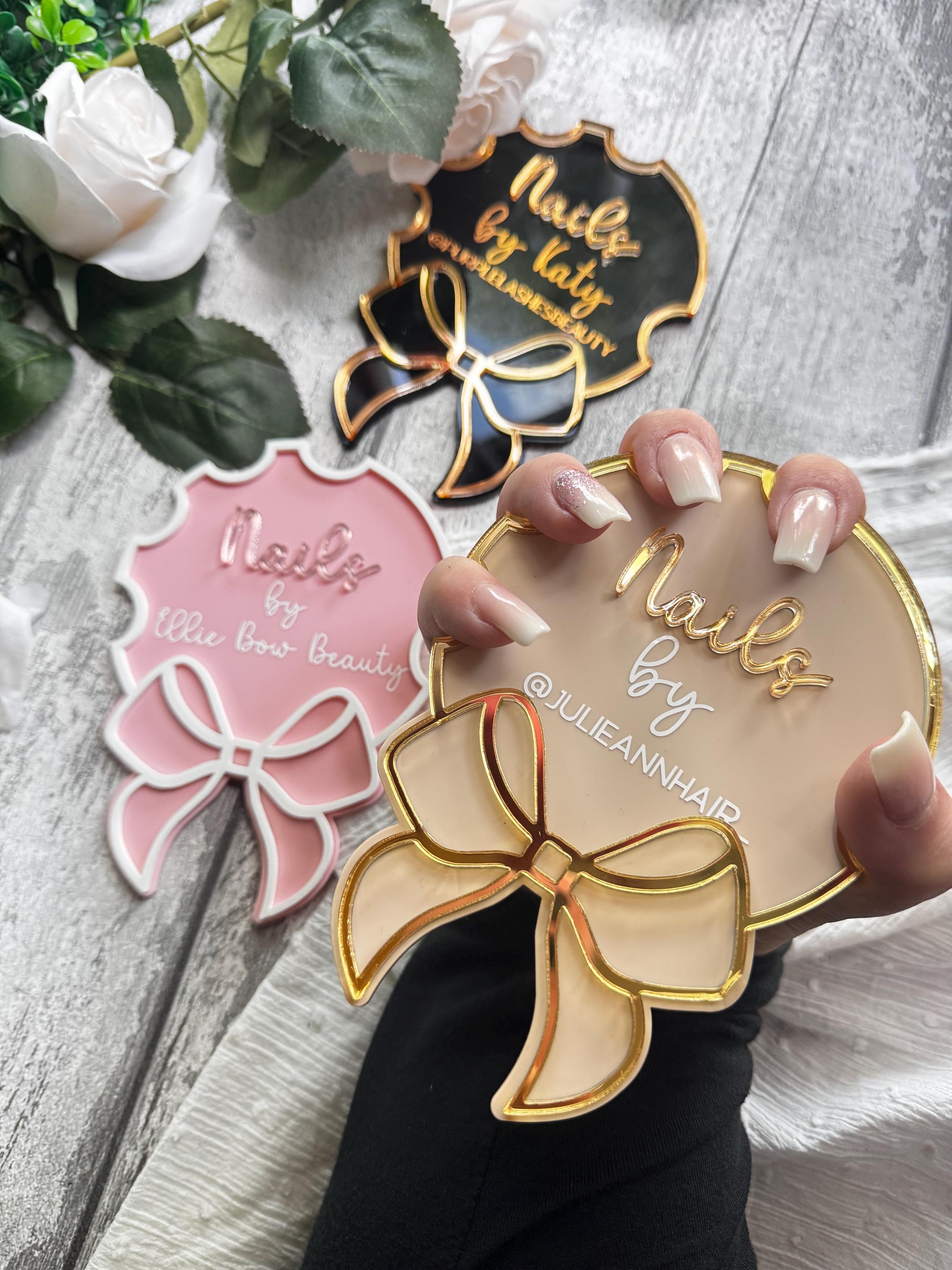 Bow Nail technician beauty salon advertise, nailfie prop, business sign, business logo, nail artist gift, nail, social media pic, nail prop