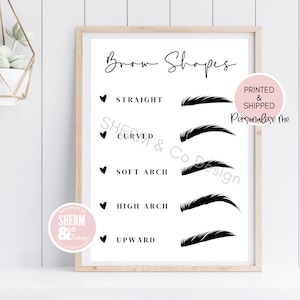 eyebrow shape poster, print, salon wall decor, brow shapes sign, brow technician gift, beauty room decor, salon prints, beauty wall art