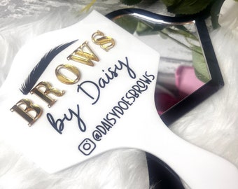 Eyebrow  technician prop and mirror, Lash tech face paddle gift, lash room decor, salon decor, handheld mirror, personalised gift, brows by