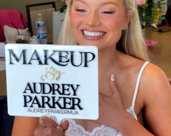 XL makeup artist mirror, handheld mirror, personalised MUA gift, bridal makeup, makeup logo, business logo, salon decor, makeup artist gift