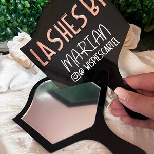 Eyelash technician prop handheld mirror, Lash face paddle gift, lash room decor, salon decor, handheld mirror, personalised gift, lash prop