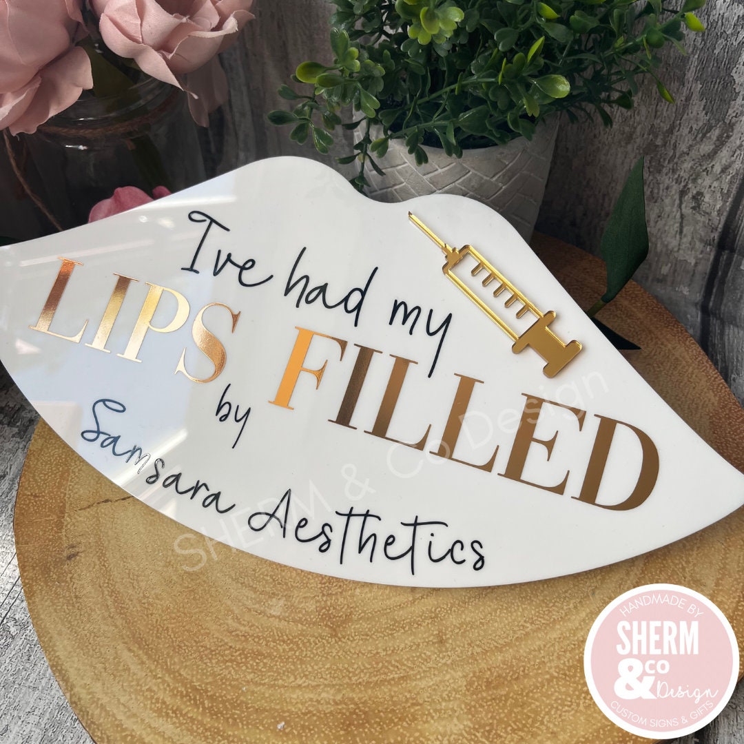 Acrylic lip shape sign, aesthetics, treatment sign, lip filler gift, Botox, lip enhancement, hair beauty room sign, beautician, salon decor
