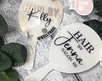 Accessoire photo pour coiffeur, cadeau pour coiffeur, photos de cheveux, coiffure par, extensions par, décoration de salon, salon de beauté, accessoire pour écran facial, logo d'entreprise