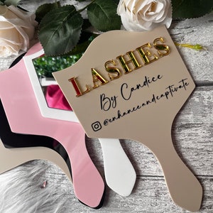 Eyelash technician prop handheld mirror, Lash face paddle gift, lash room decor, salon decor, handheld mirror, personalised gift, lash prop