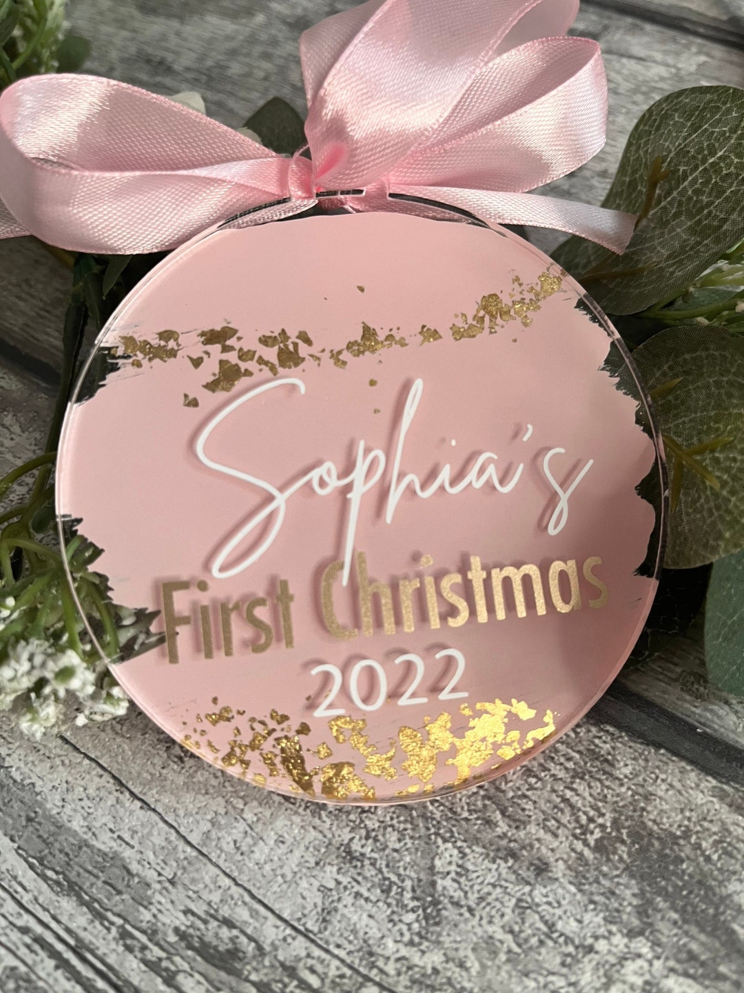 Acrylic Christmas Tree Decoration Ornament Bauble Babys First Etsy