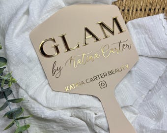 Makeup artist glam handheld mirror, personalised mirror, Mua gift, beauty accessories, makeup photo prop, salon decor, Beauty salon