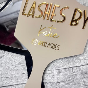 Eyelash technician prop handheld mirror, Lash face paddle gift, lash room decor, salon decor, handheld mirror, personalised gift, lash prop image 7