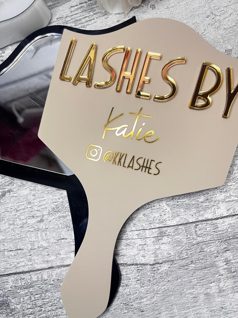 Eyelash technician prop handheld mirror, Lash face paddle gift, lash room decor, salon decor, handheld mirror, personalised gift, lash prop image 7