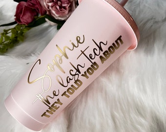 Personalized Lash Tech Cold Cup: Eyelash Artist Gift