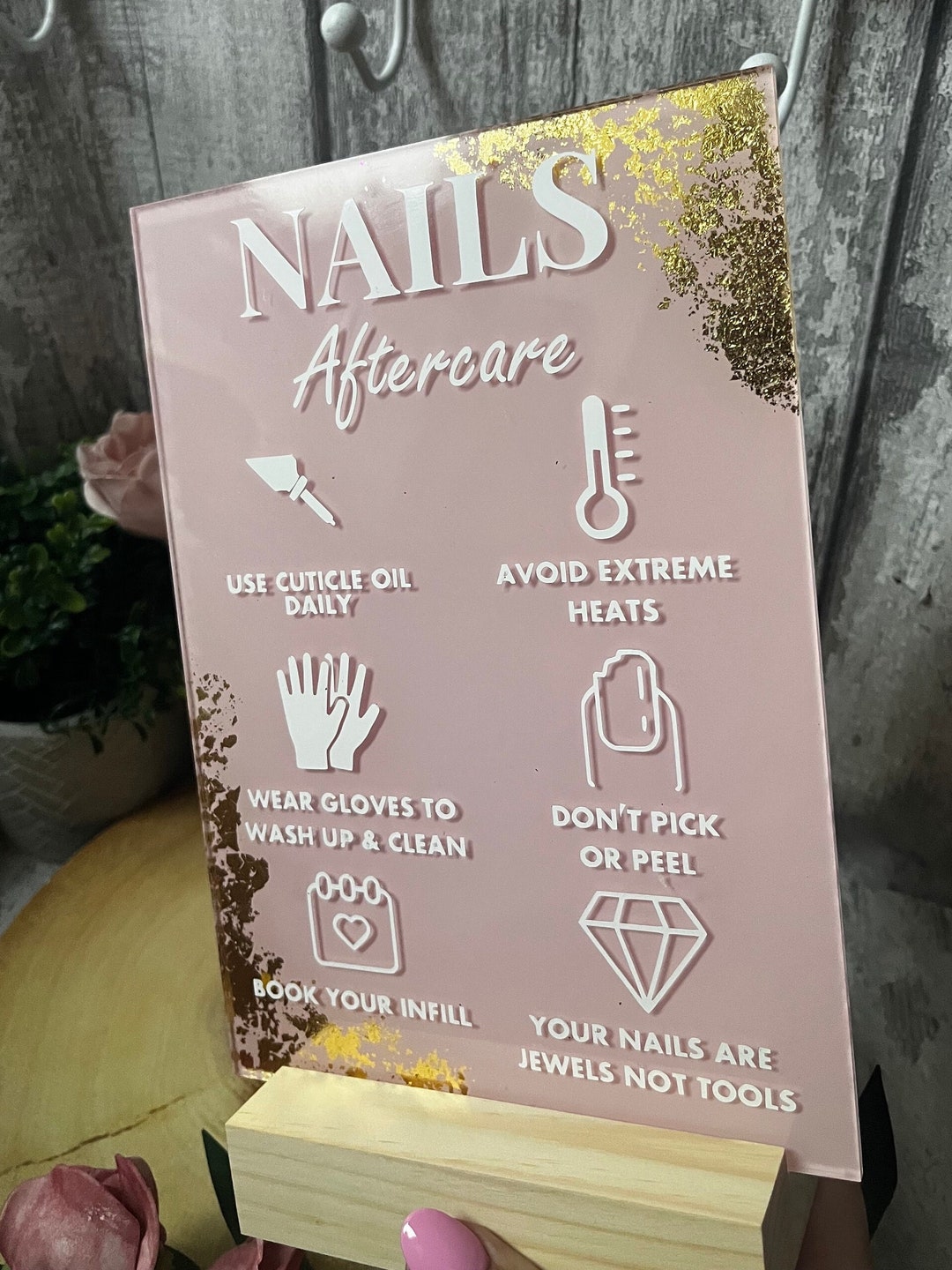 Acrylic Nail Aftercare Sign, Treatment Sign, Nail Technician, Acrylic