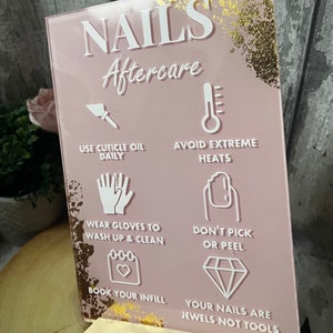 Acrylic nail aftercare sign, treatment sign, nail technician, acrylic nails,beauty room, nailfie, beautician, salon decor