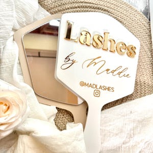 Large lash technician personalised handheld mirror, eyelash tech gift, lash room decor, salon decor, personalised lash prop, face paddle