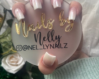 Nail technician, beauty salon prop, nailfie disc, Acrylic, business sign, business logo, nail artist gift, nail, social media picture prop