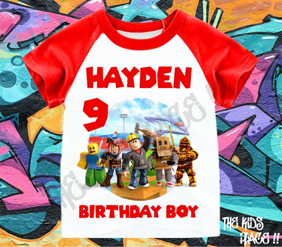 Roblox Birthday Boy Custom Gift Party Unisex Kids Tee Short | Etsy