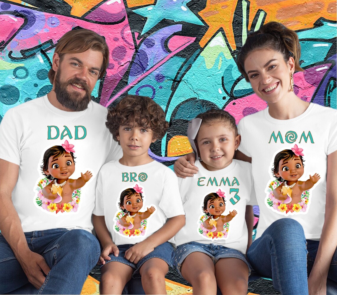 moana birthday shirts for family