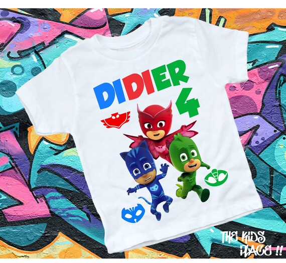 PJ Mask Shirt Birthday Custom Gift Party Unisex Kids Tee Short Etsy