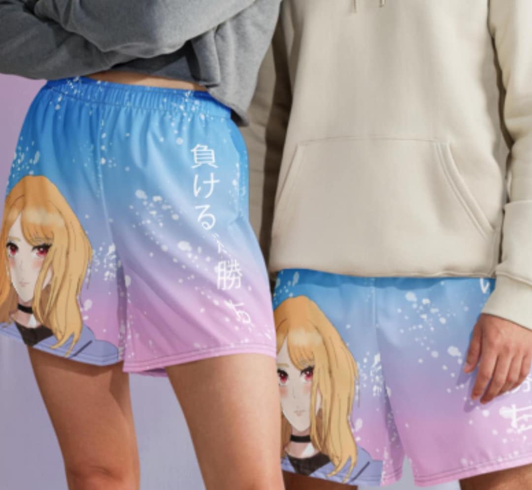 Harajuku Shorty Anime Girl Shorts, Cute Aesthetic Gym Shorts, Ocean