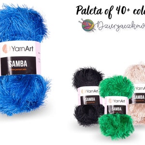 YARN ART SAMBA - Hilo para tejer, hilo de fantasía, hilo decorativo, hilo esponjoso, hilo para pestañas, hilo peludo, hilo elegante