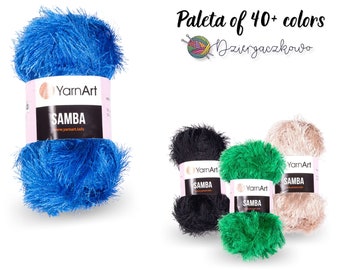 YARN ART SAMBA - Hilo de punto, Hilo de fantasía, Hilo de decoración, Hilo esponjoso, Hilo de pestañas, Hilo peludo, Hilo de fantasía