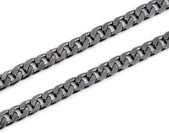 Flat chain for a bag with a snap hook, length 120 cm - Black nickel