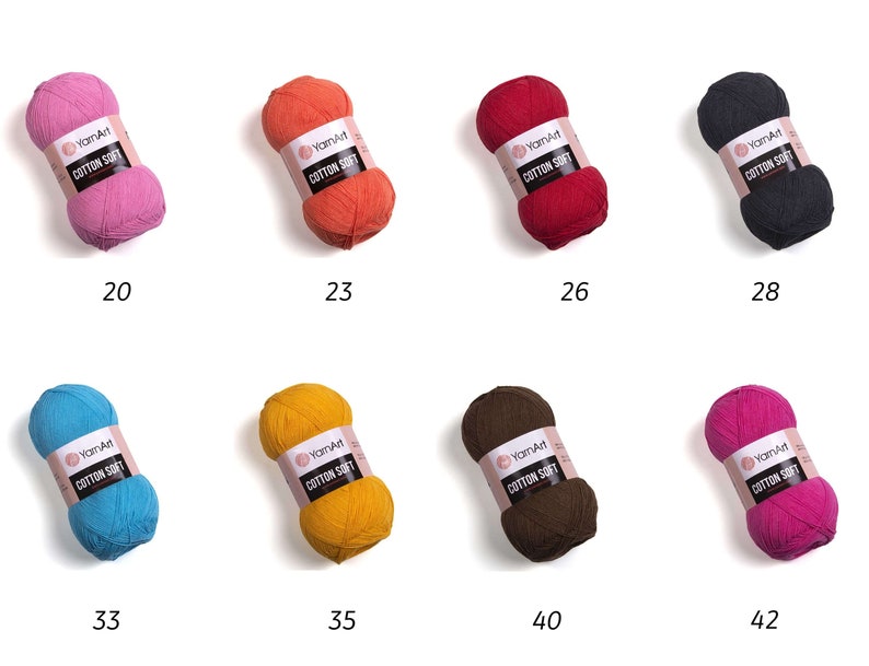 YarnArt Cotton Soft Hilo para Tejer, 55% Algodón, Hilo para Bebé, Hilo de Verano, Hilo de Ganchillo, Amigurumi imagen 3