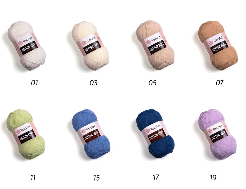 YarnArt Cotton Soft Hilo para Tejer, 55% Algodón, Hilo para Bebé, Hilo de Verano, Hilo de Ganchillo, Amigurumi imagen 2