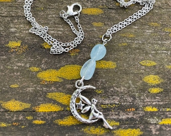 Collier fée lune - collier fée - collier cristal fée - collier fée cristal lune - collier fée lune
