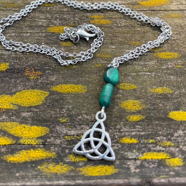 Trinity Knot Necklace, Celtic Knot Silver Necklace, Silver Triquetra Necklace, Triquetra Pendant Necklace, Stainless Steel Charm Necklace