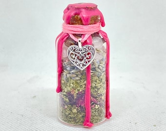 Frasco para hechizos de amor - Frasco para hechizos de amor - Hechizo de amor - Frasco para brujas - Collar con frasco para hechizos - Frasco para hechizos - Suministros de brujería - Brujería