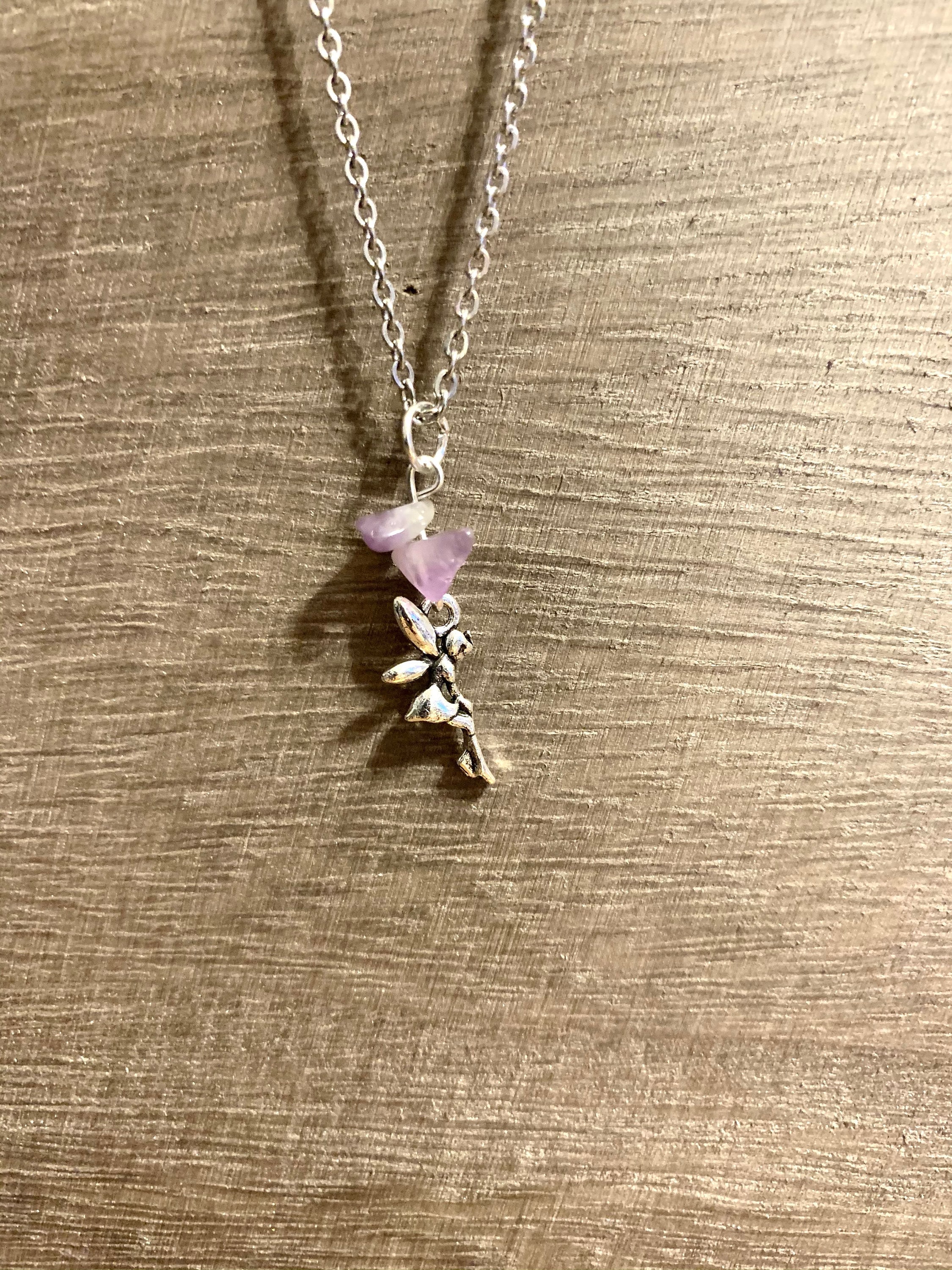 Crystal Fairy Charm Necklace Stainless Steel Fairy Necklace Etsy