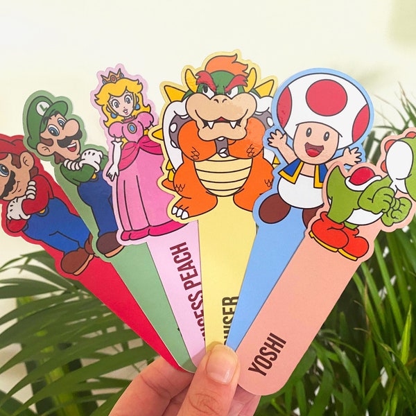 Super Mario Bookmarks - Mario, Luigi, Princess Peach, Bowser, Yoshi, Toad