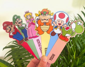 Super Mario Bookmarks - Mario, Luigi, Princess Peach, Bowser, Yoshi, Toad